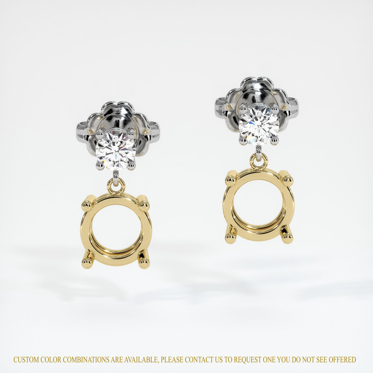 14K Yellow & White Accent Stones Earring Setting