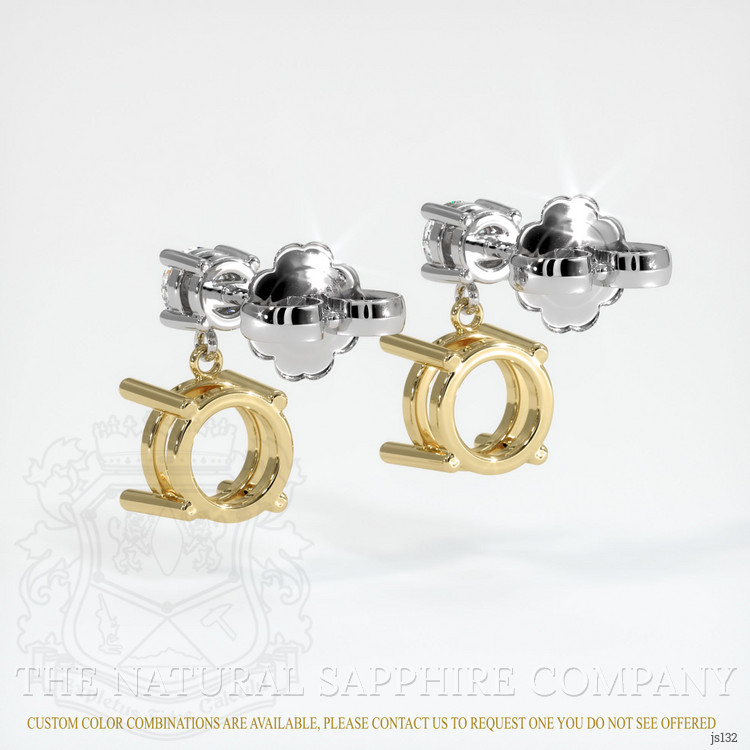 14K Yellow & White Accent Stones Earring Setting