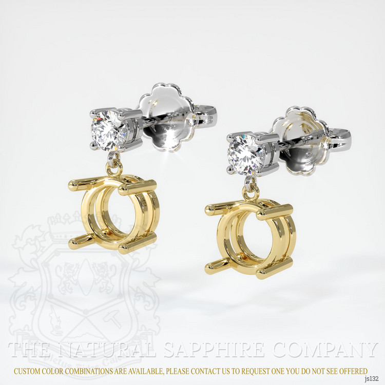 18K Yellow & White Accent Stones Earring Setting