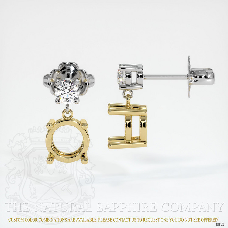 18K Yellow & White Accent Stones Earring Setting