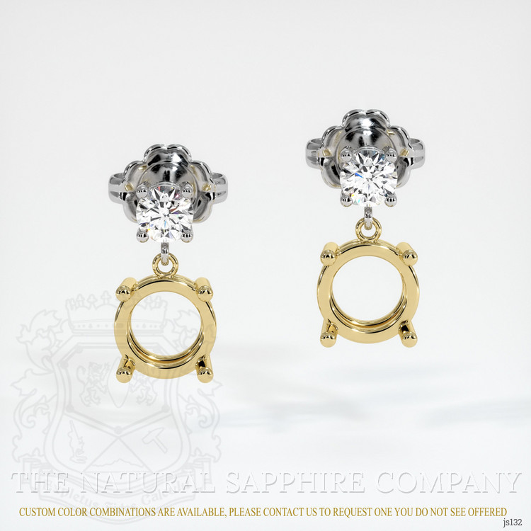 18K Yellow & White Accent Stones Earring Setting