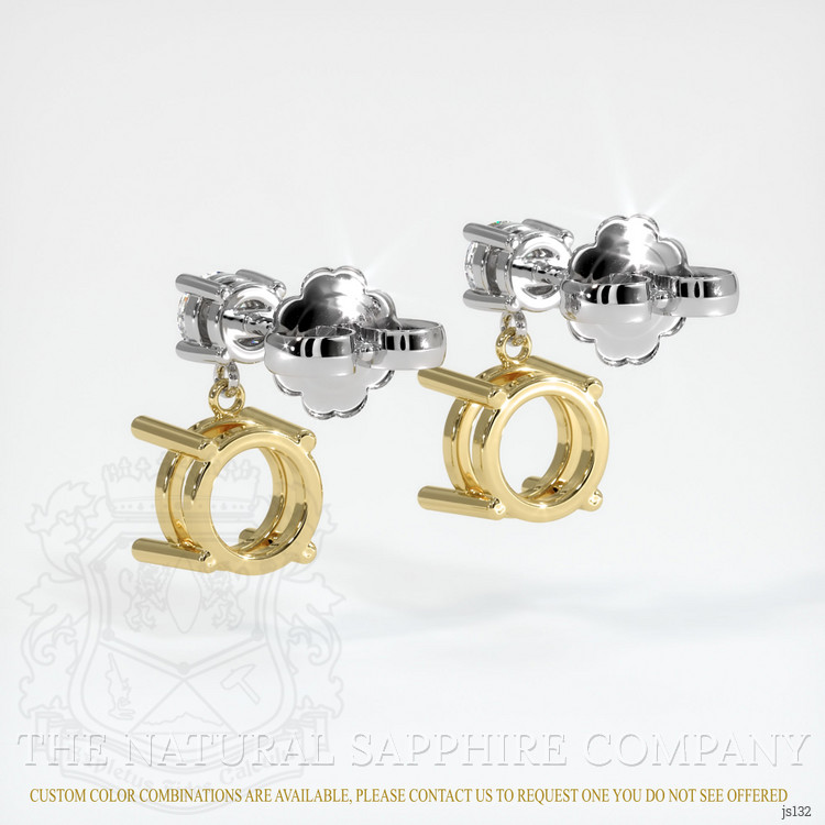 18K Yellow & White Accent Stones Earring Setting