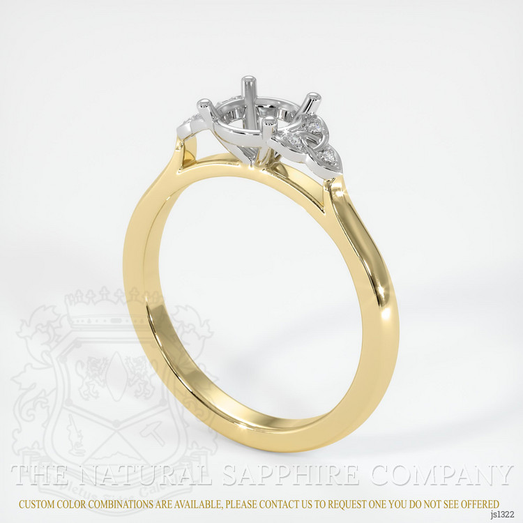 14K White & Yellow Accent Stones Ring Setting