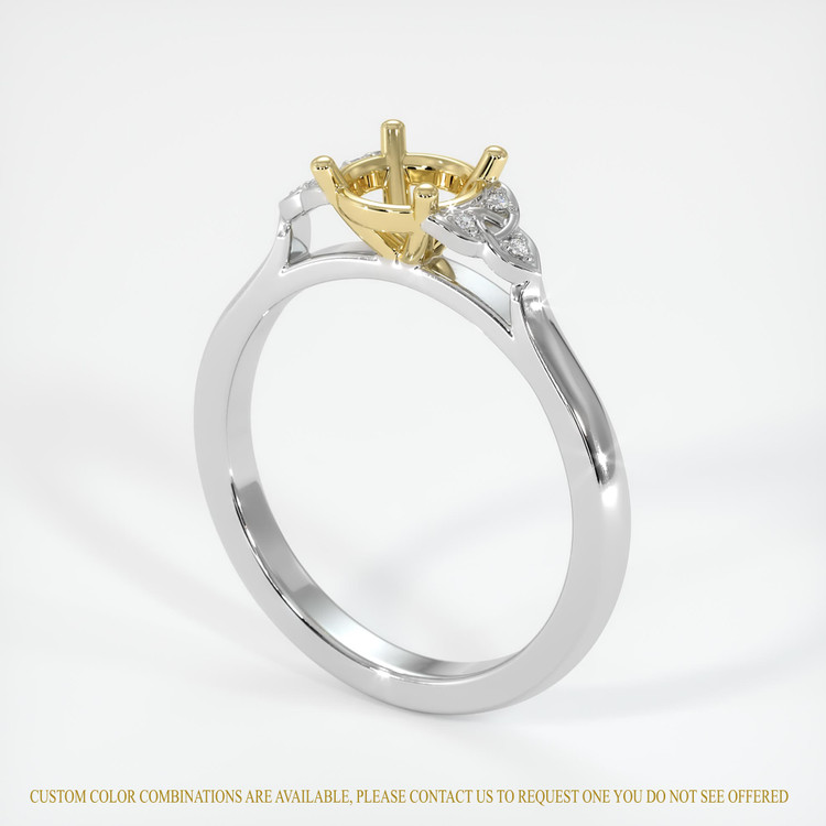 18K Yellow & White Accent Stones Ring Setting