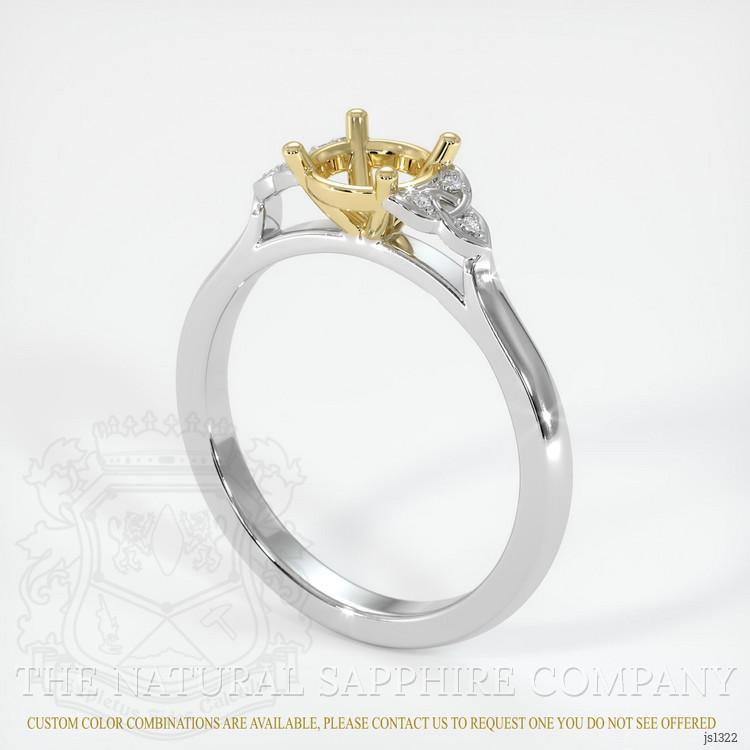 18K Yellow & White Accent Stones Ring Setting