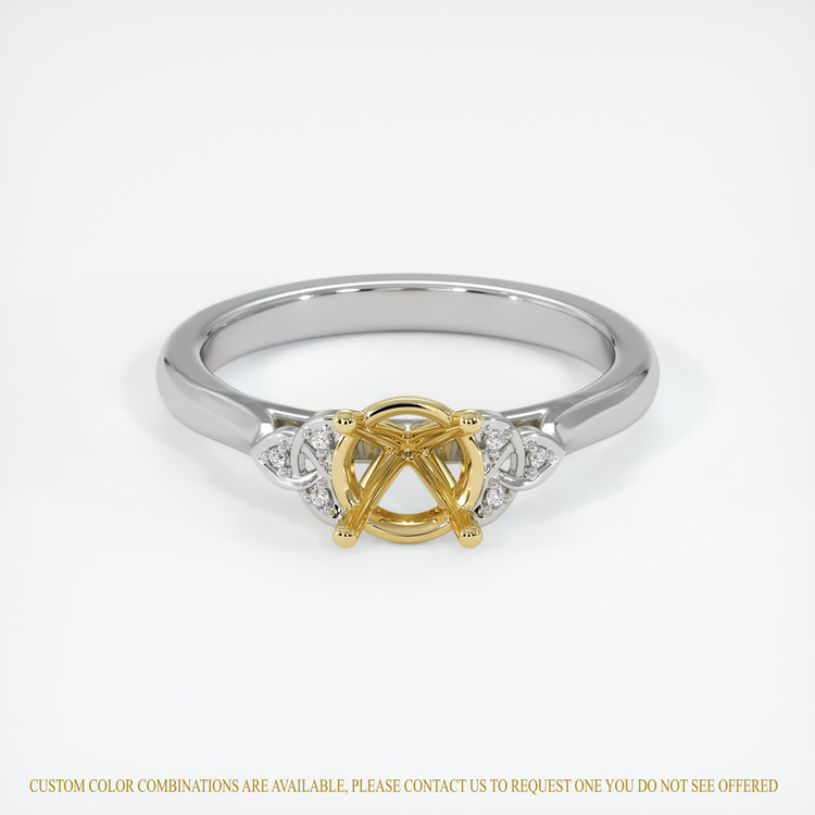 18K Yellow & White Accent Stones Ring Setting