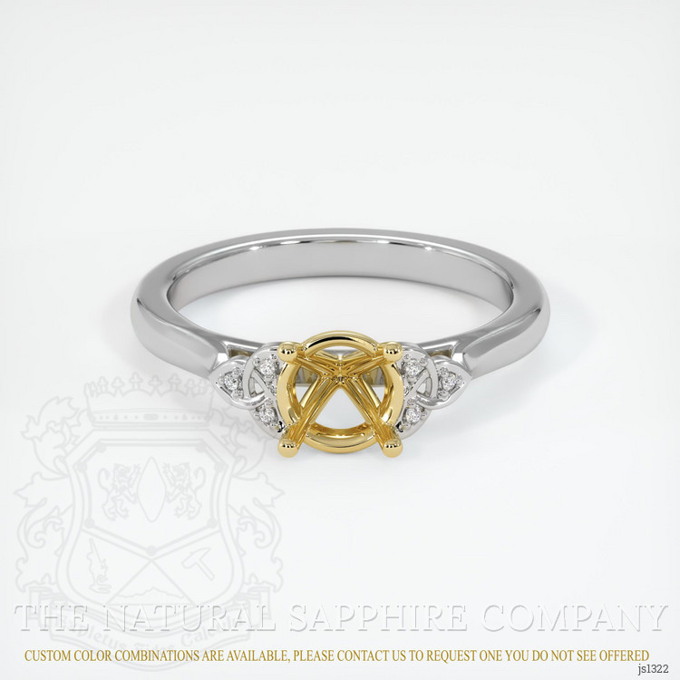 18K Yellow & White Accent Stones Ring Setting