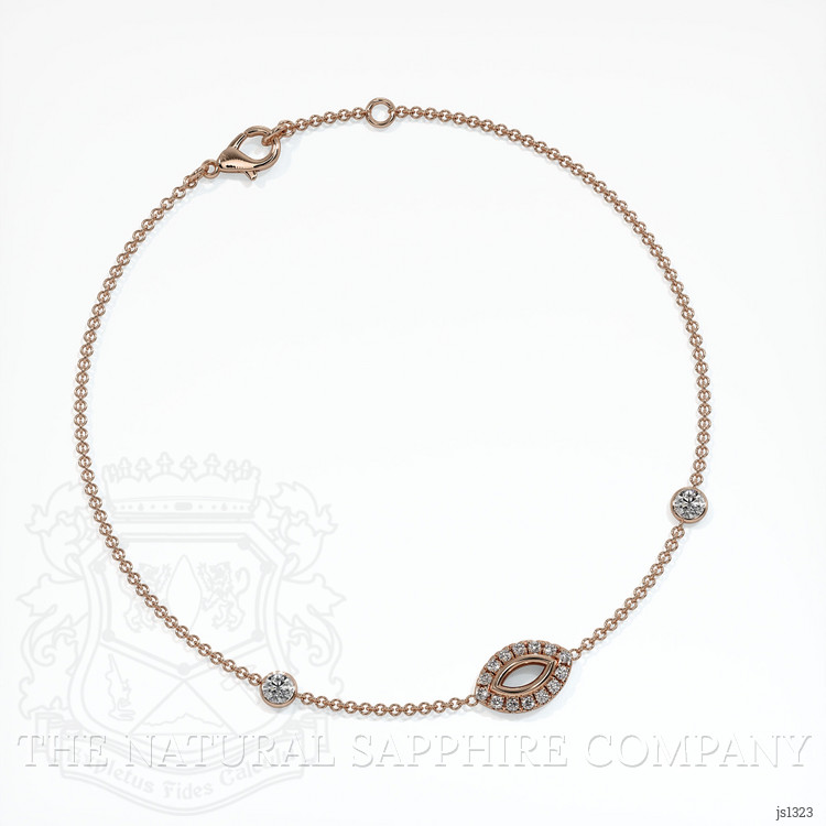 14K Rose Gold Pave Bracelet Setting