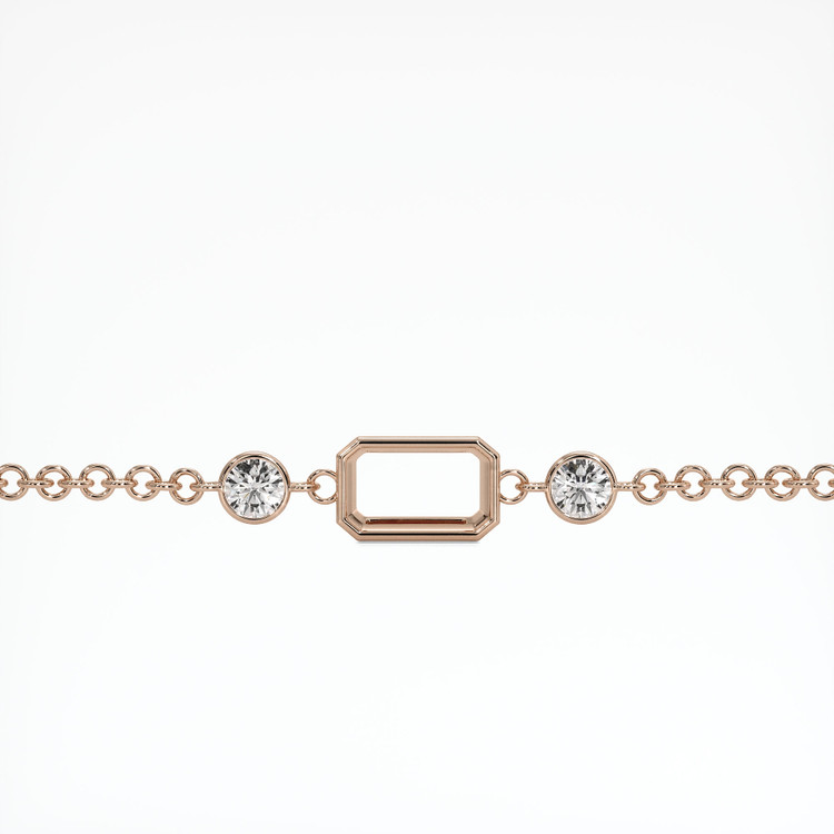14K Rose Gold Accent Stones Bracelet Setting