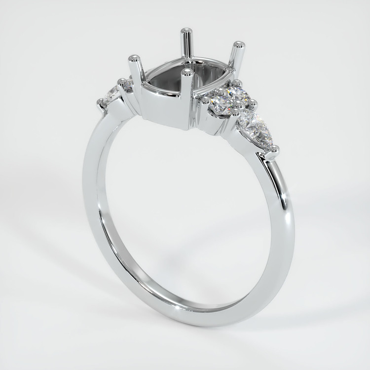 14K White Gold Accent Stones Ring Setting