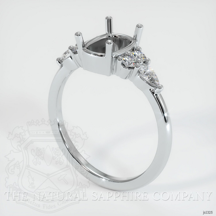 Accent Stones Bluish Green Sapphire Ring 0.70 Ct., 18K White Gold