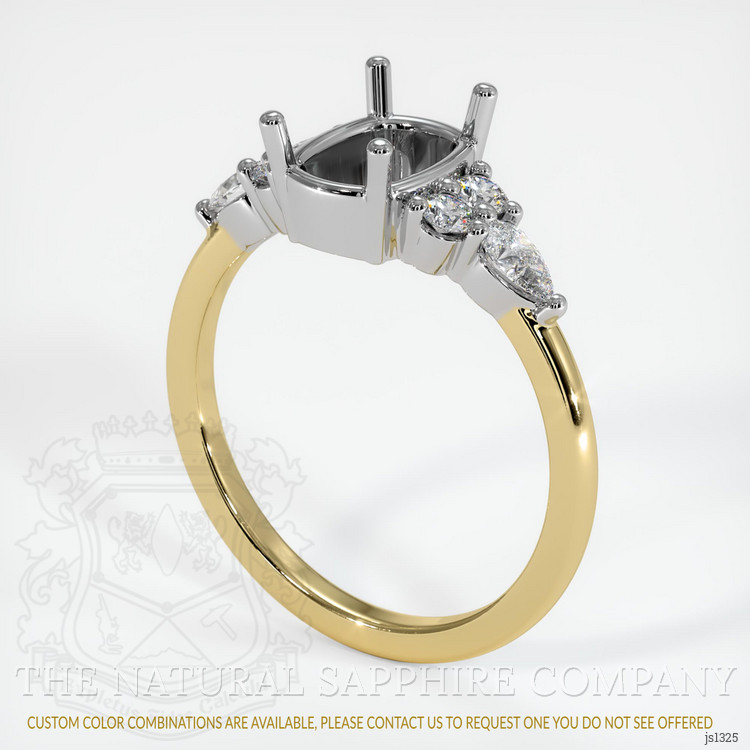 14K White & Yellow Accent Stones Ring Setting