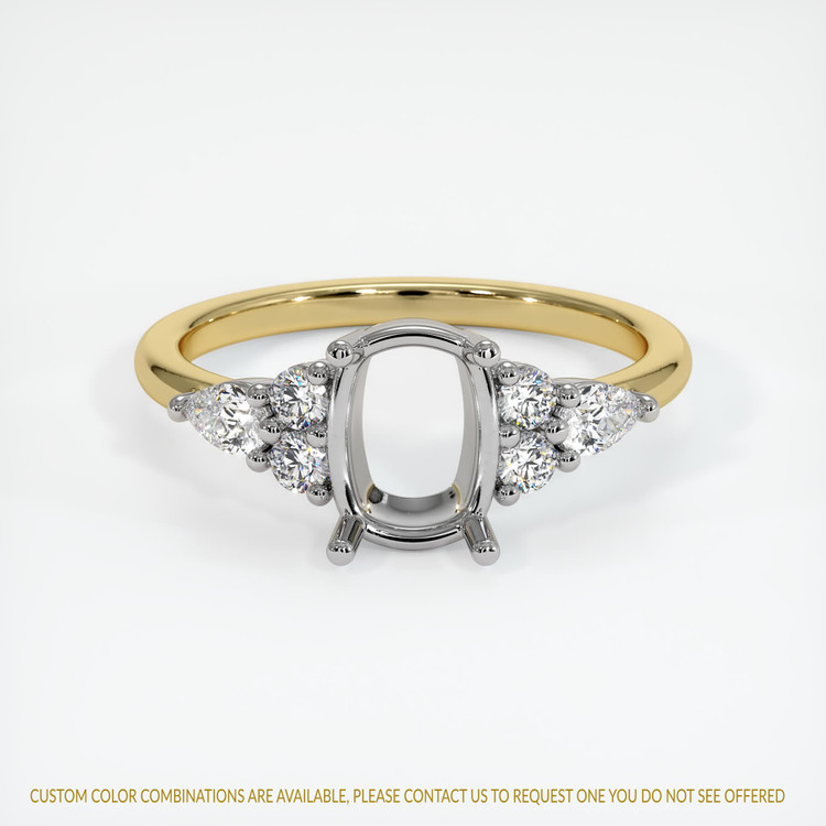 14K White & Yellow Accent Stones Ring Setting