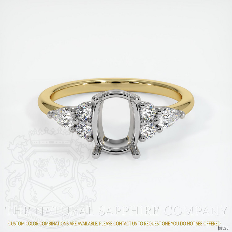 14K White & Yellow Accent Stones Ring Setting