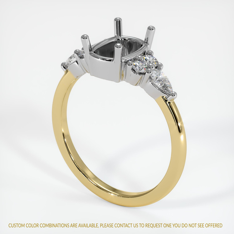 18K White & Yellow Accent Stones Ring Setting