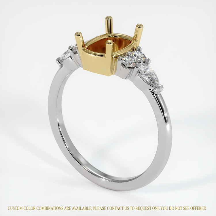 18K Yellow & White Accent Stones Ring Setting