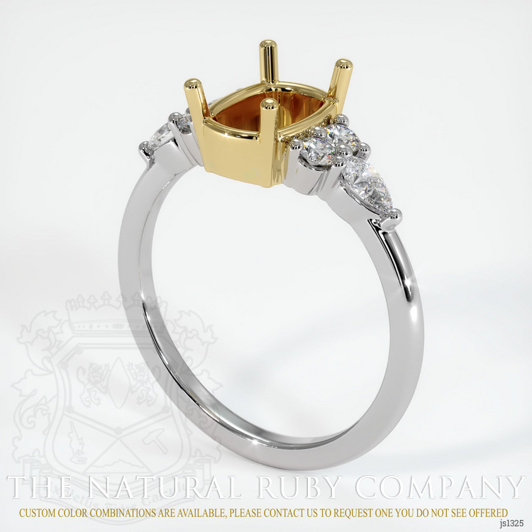 18K Yellow & White Accent Stones Ring Setting