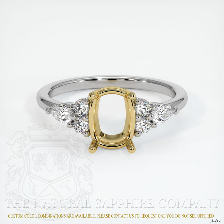 18K Yellow & White Accent Stones Ring Setting