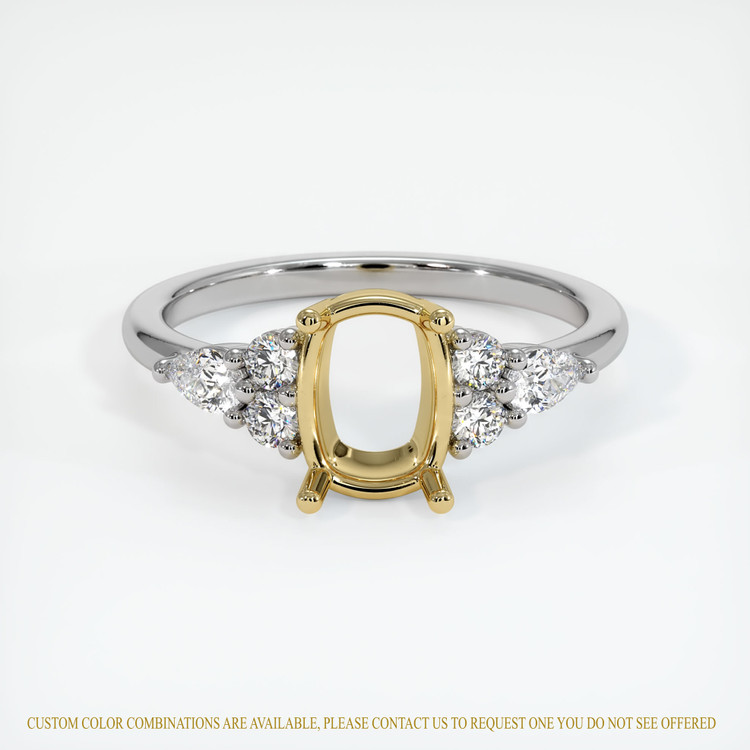 18K Yellow & White Accent Stones Ring Setting