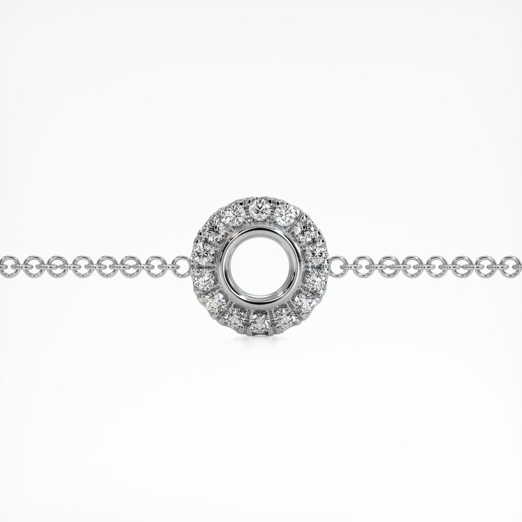 14K White Gold Pave Bracelet Setting
