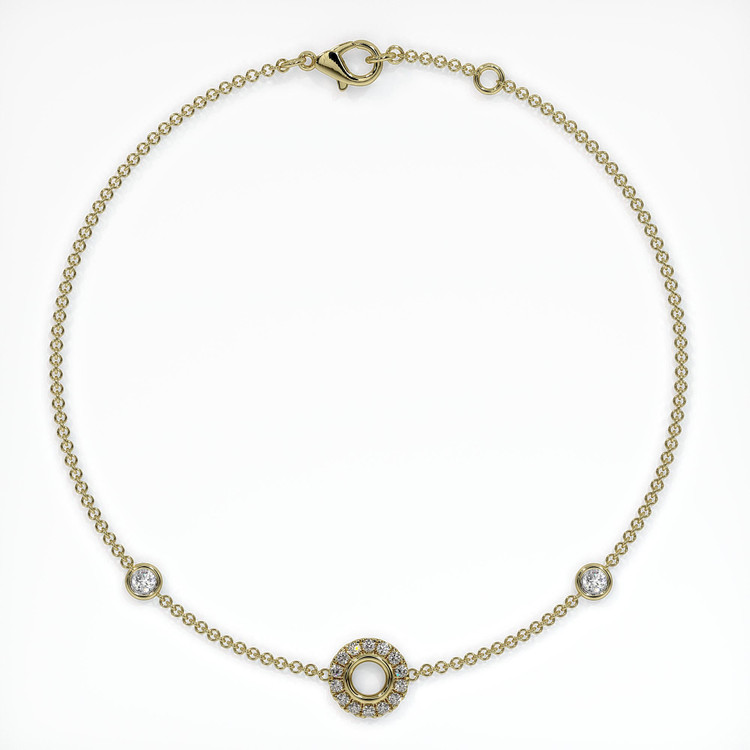 14K Yellow Gold Pave Bracelet Setting