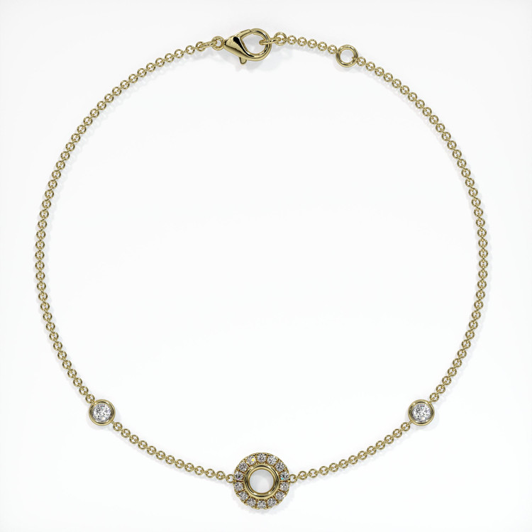 18K Yellow Gold Pave Bracelet Setting