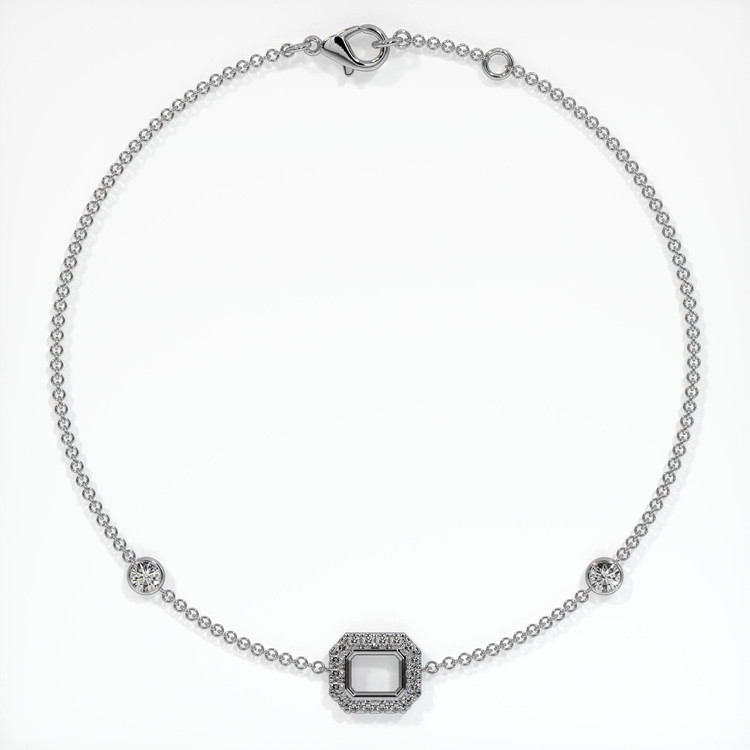 18K White Gold Pave Bracelet Setting