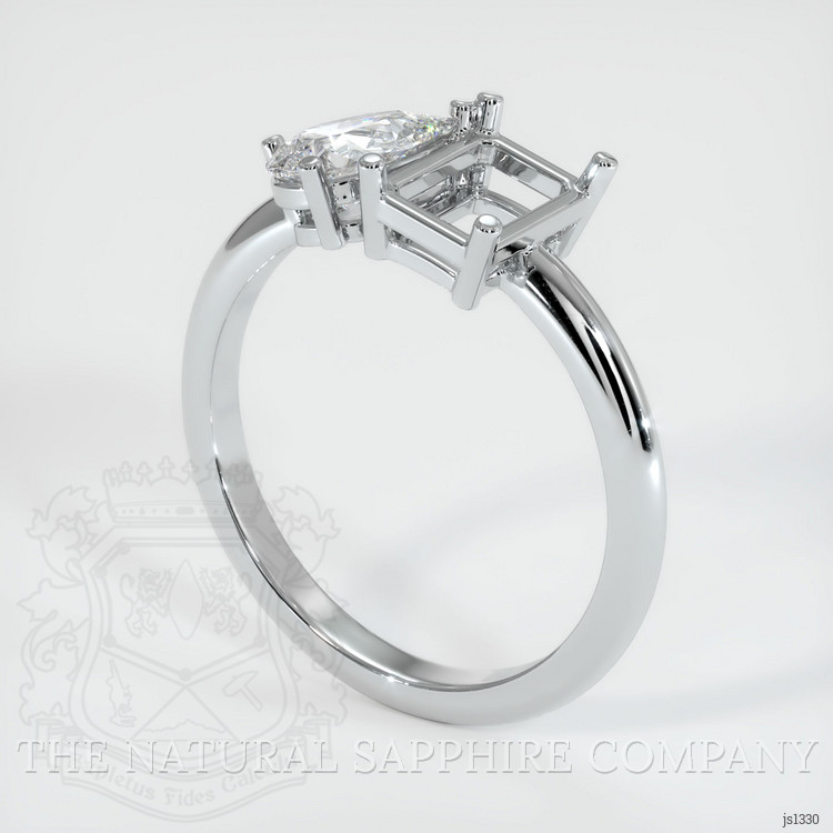 14K White Gold Accent Stones Ring Setting