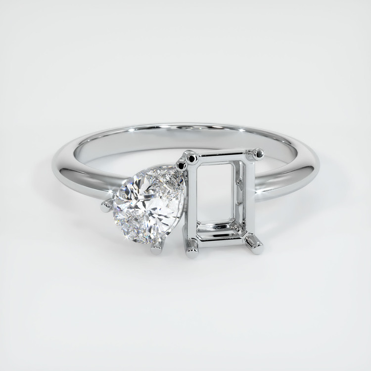 14K White Gold Accent Stones Ring Setting