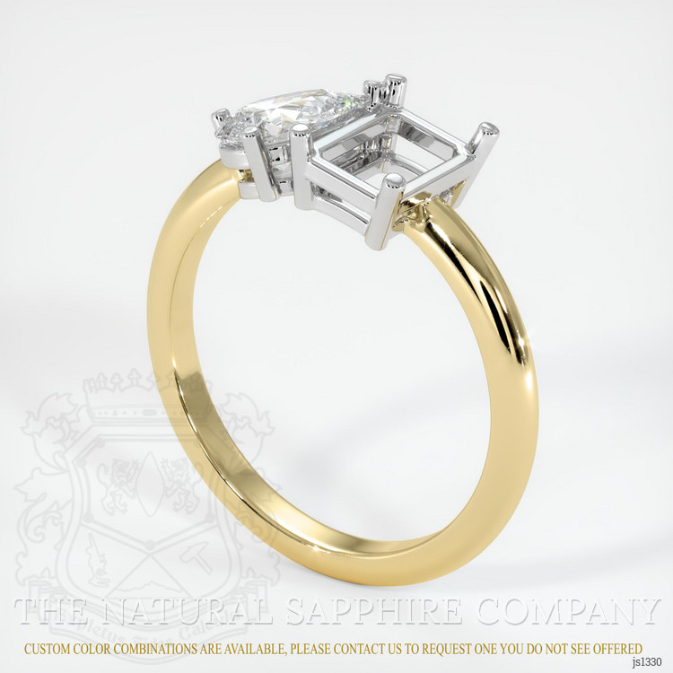 14K White & Yellow Accent Stones Ring Setting