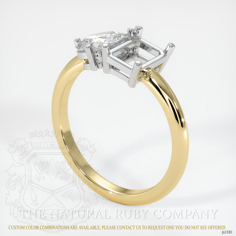 14K White & Yellow Accent Stones Ring Setting