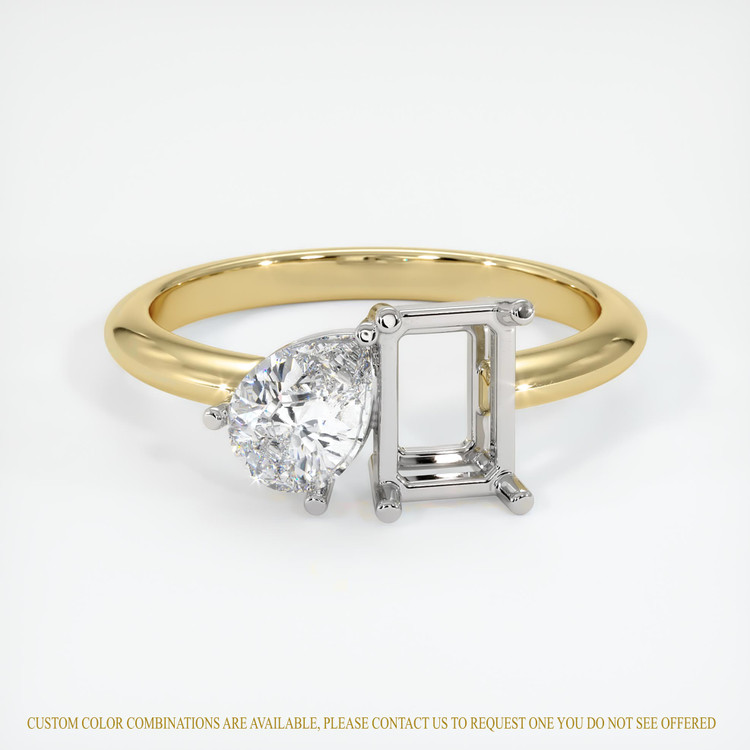 14K White & Yellow Accent Stones Ring Setting
