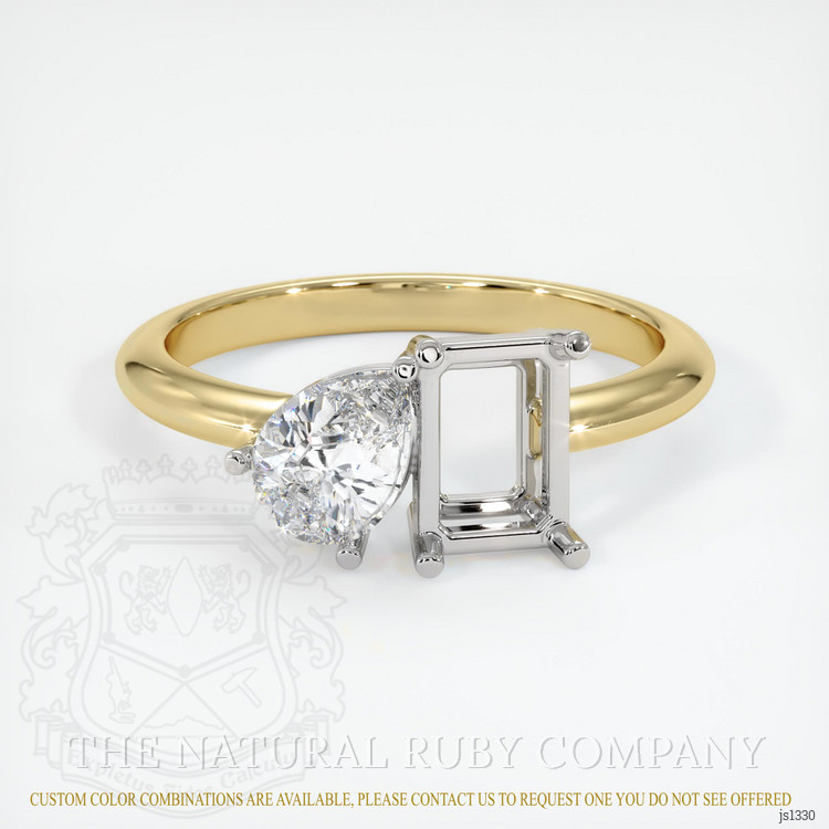 14K White & Yellow Accent Stones Ring Setting
