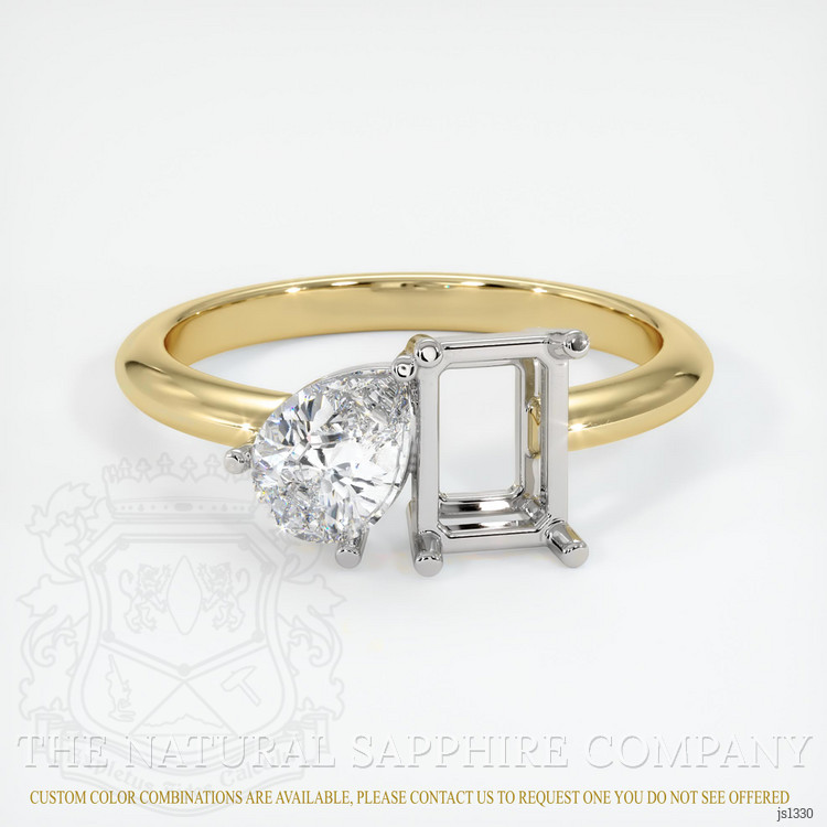 14K White & Yellow Accent Stones Ring Setting