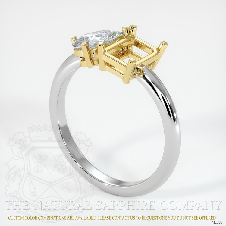 18K Yellow & White Accent Stones Ring Setting