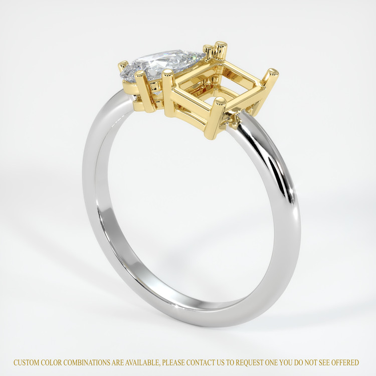 18K Yellow & White Accent Stones Ring Setting