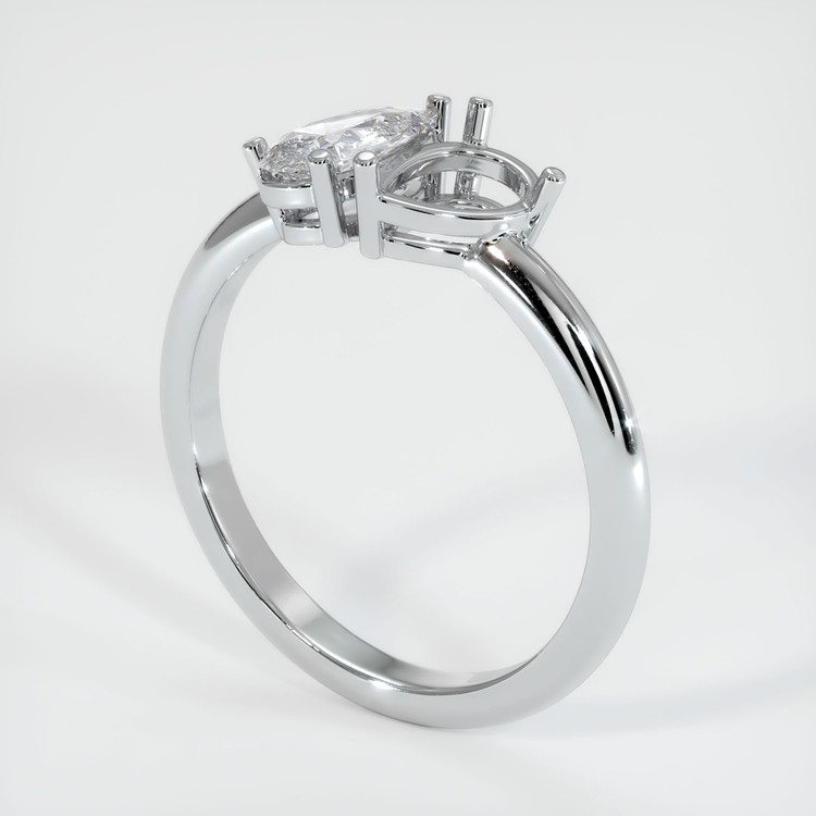 14K White Gold Accent Stones Ring Setting