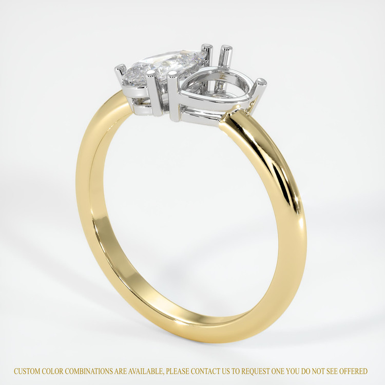 14K White & Yellow Accent Stones Ring Setting