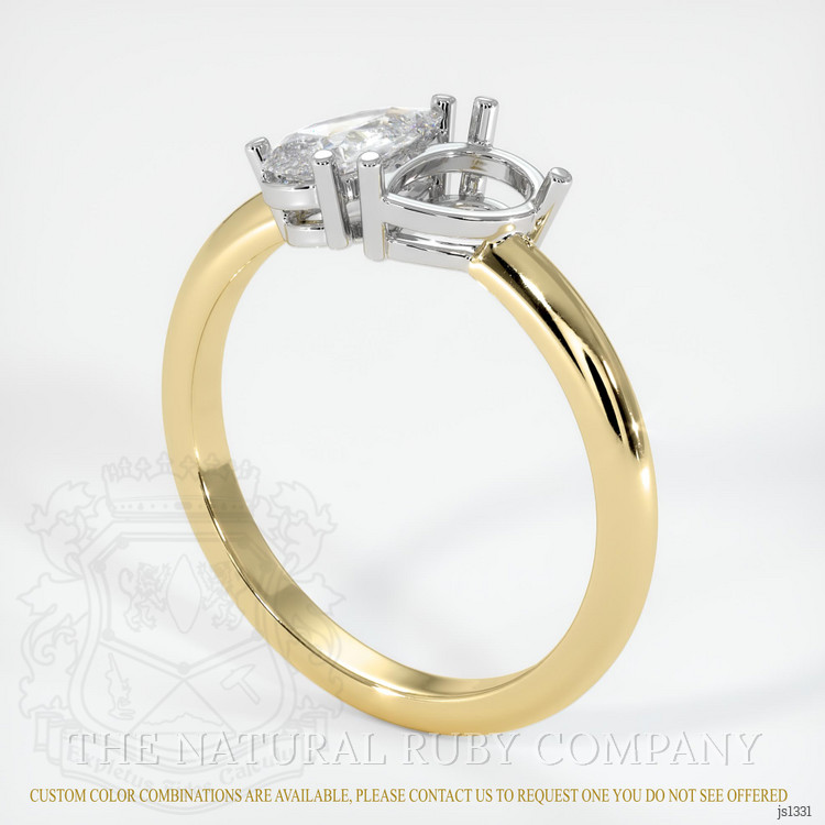 14K White & Yellow Accent Stones Ring Setting