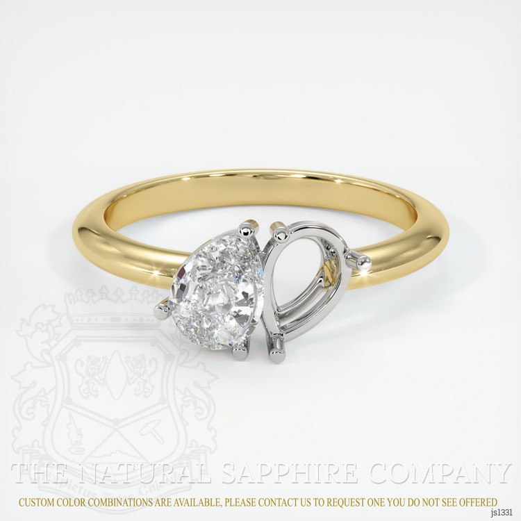 14K White & Yellow Accent Stones Ring Setting