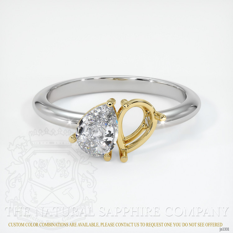 18K Yellow & White Accent Stones Ring Setting