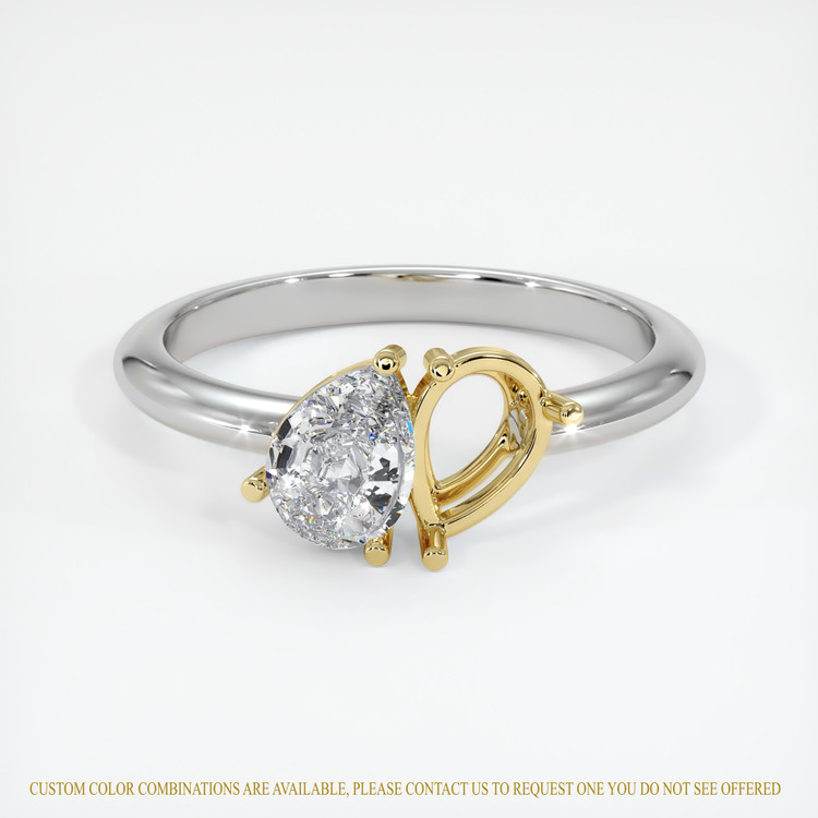 18K Yellow & White Accent Stones Ring Setting