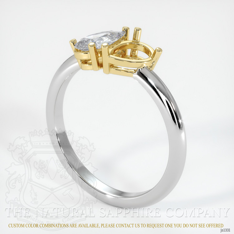 18K Yellow & White Accent Stones Ring Setting