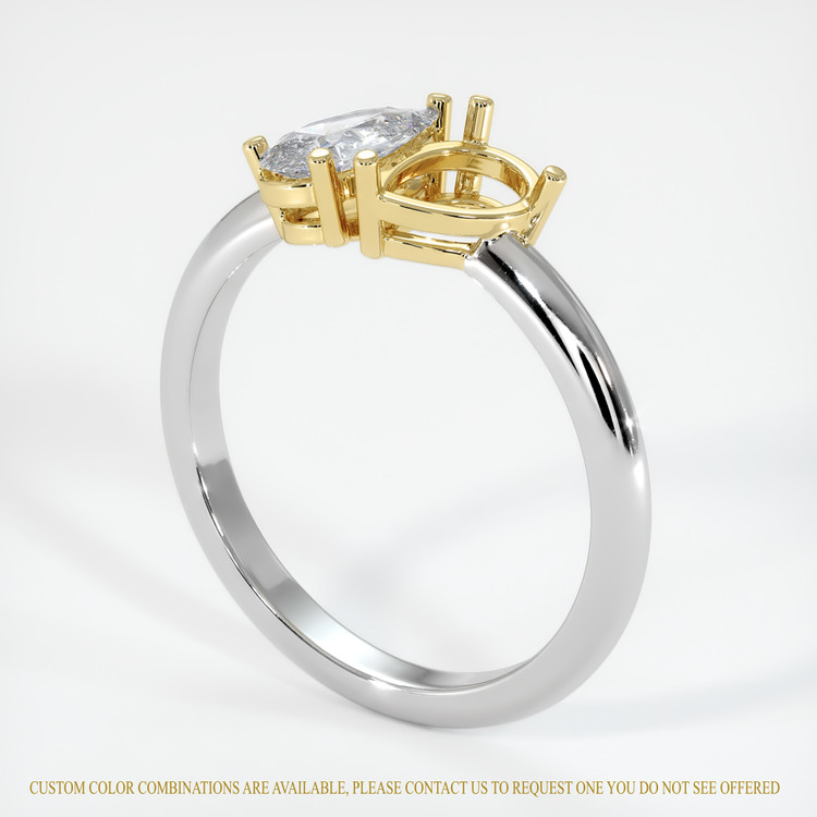 18K Yellow & White Accent Stones Ring Setting