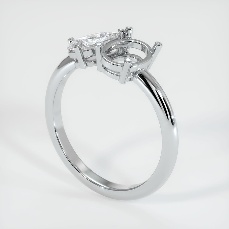 14K White Gold Accent Stones Ring Setting