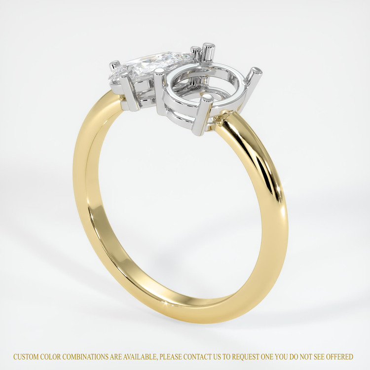 14K White & Yellow Accent Stones Ring Setting