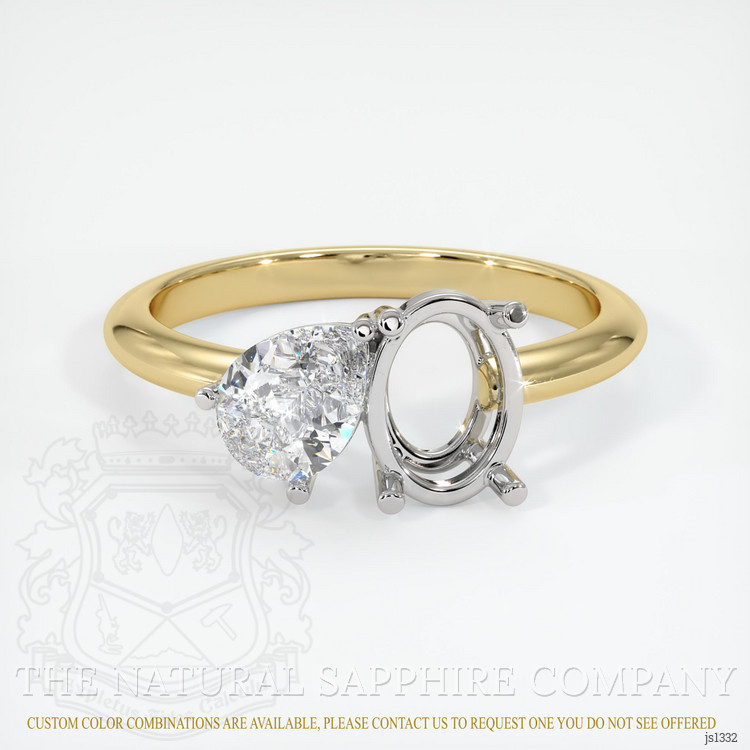 14K White & Yellow Accent Stones Ring Setting