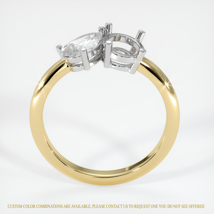 14K White & Yellow Accent Stones Ring Setting