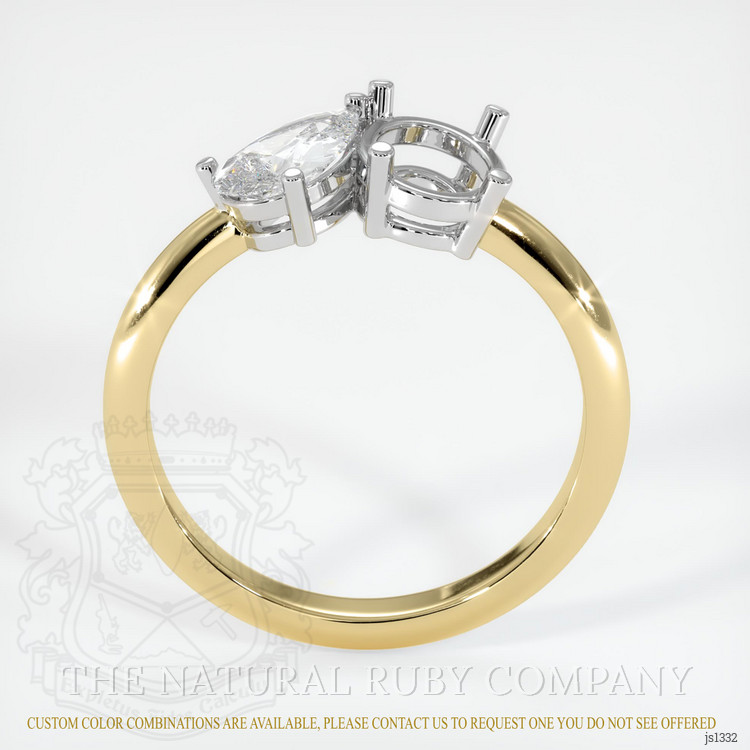14K White & Yellow Accent Stones Ring Setting