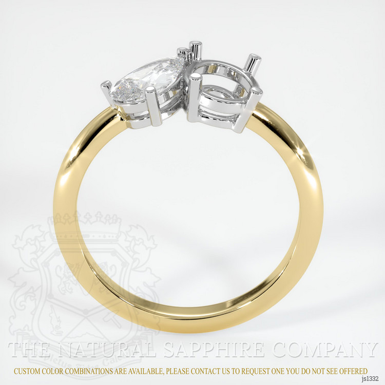 14K White & Yellow Accent Stones Ring Setting